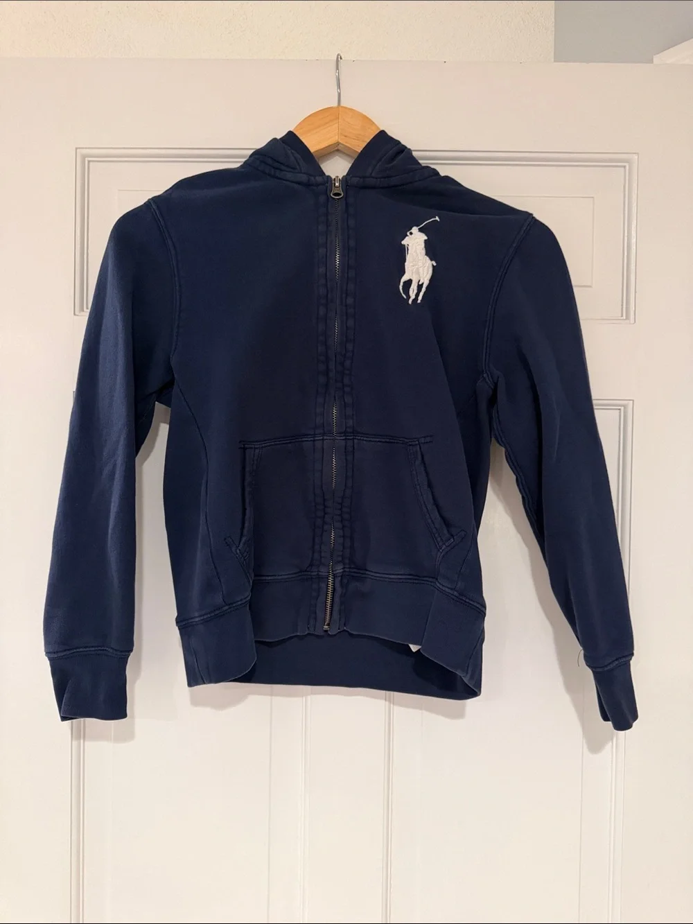 Ralph Lauren Kids Navy Zip Hoodie with White Polo Logo
